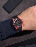 Curved Vertech Rubber Strap - Black & Orange Stitches