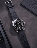 Black Embossed Alligator Leather Strap 18mm-21mm