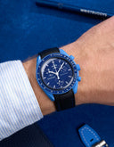 Curved Vertech Rubber Strap - Black & Blue Stitches