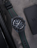 Curved Vertech Rubber Strap - Black & Green Stitches