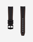 Curved Vertech Rubber Strap - Black & Orange Stitches