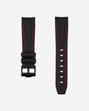 Curved Vertech Rubber Strap - Black & Red Stitches