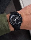 Curved Vertech Rubber Strap - Black & White Stitches